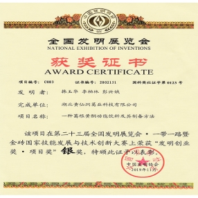 全國“發明創業獎”銀獎