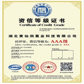AAA級資信等級證書